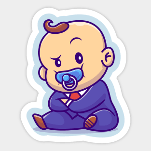 Cute Baby Boss With Pacifier Cartoon Sticker